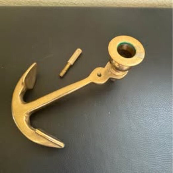 Vintage Solid Brass Anchor Shaped Candlestick Holder candle stick - Picture 3 of 5